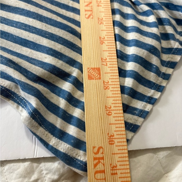 FP Beach Soft Blue Striped Tunic/Dress/Coverup. Open Back Detail, Ruffle Front. - Picture 13 of 16